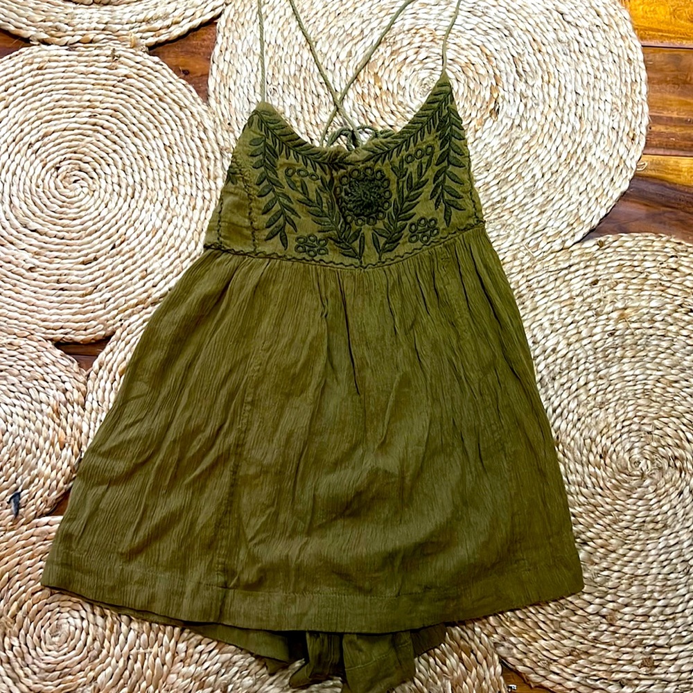 Free People Olive Babydoll Top
